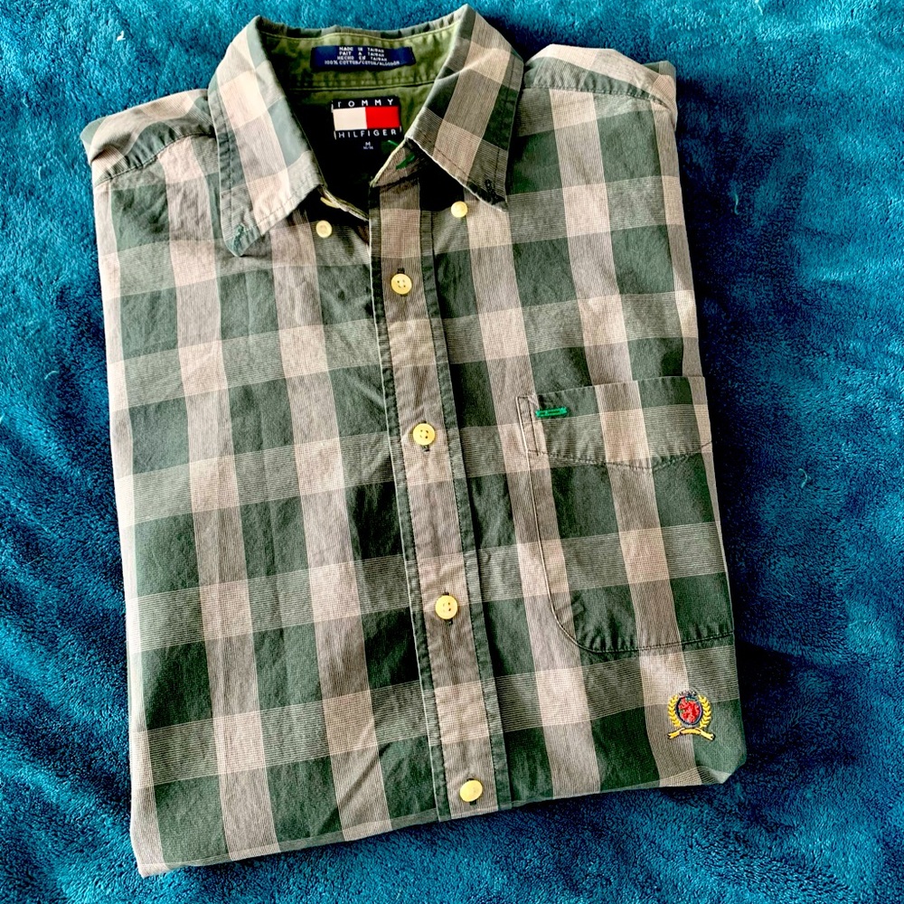 Mens Tommy Hilfiger Green Button Down